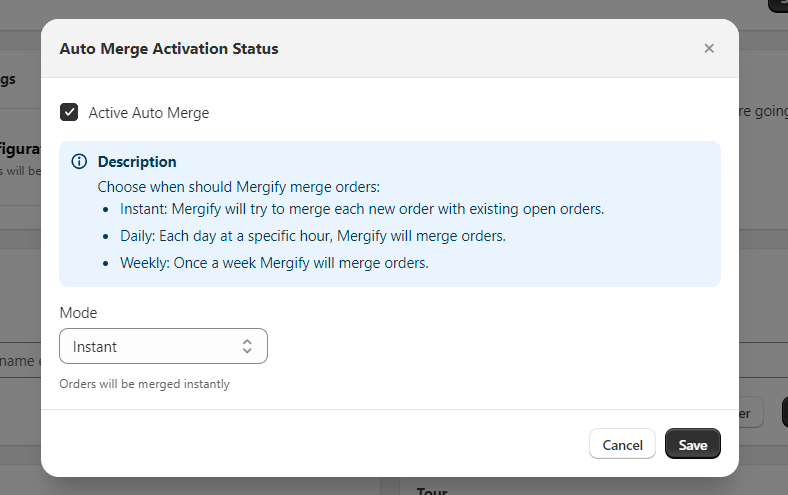 Auto Merge Instant settings