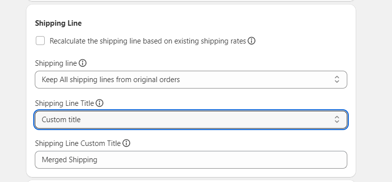 Merged Order Settings ShippingLine